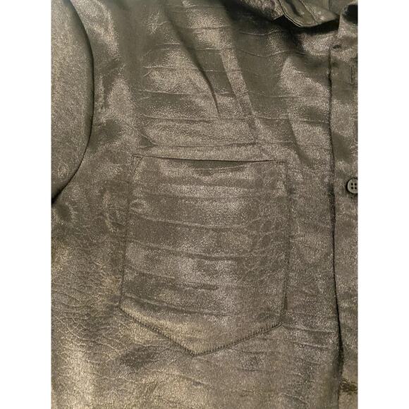 RtA Malcolm Button Up Black Embossed Crocodile Size Mens Medium - Picture 4 of 6